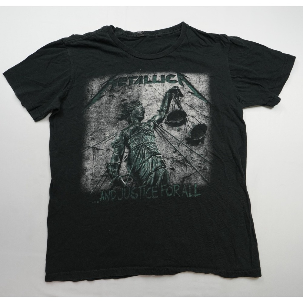 Bay Island T-Shirt Mens Size L Black Metallica And Justice For All Graphic Print